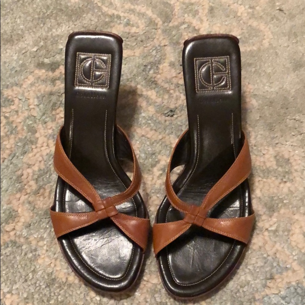 Cole Haan Wedge heeled Sandal. Sz 8.5. Brown.